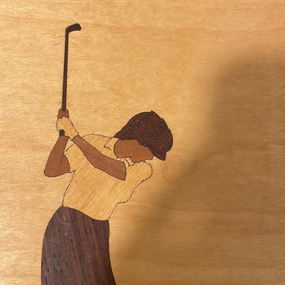 Vintage American Marquetry golf art. 3pc set. - Picture 6 of 8